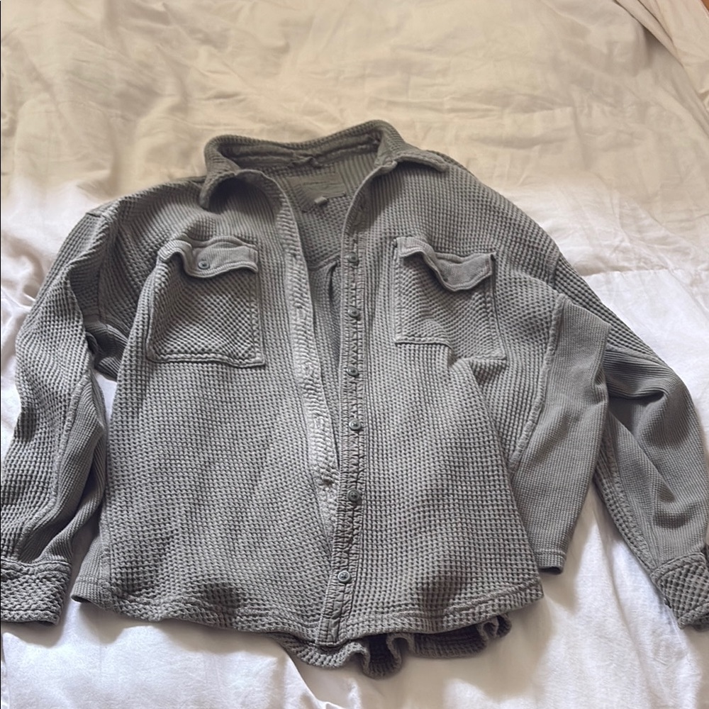 Aerie Waffle Knit Button-Up Shirt